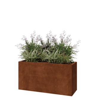 Jardinière en acier Corten - Rectangle - 120 x 40 x 60 cm - Avec plaque de fond