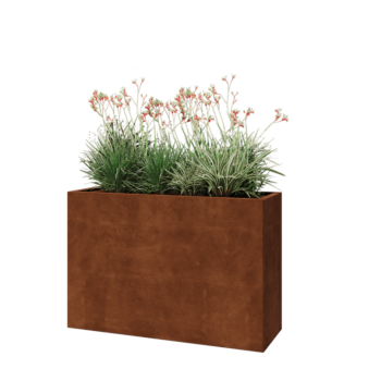 Jardinière en acier Corten - Rectangle - 120 x 40 x 80 cm - Avec plaque de fond