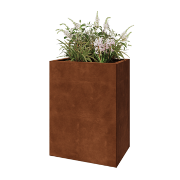Jardinière en acier Corten - Rectangle - 60 x 40 x 80 cm - Sanc plaque de fond