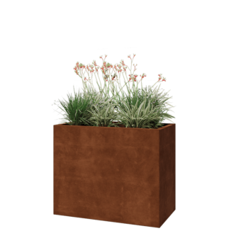 Jardinière en acier Corten - Rectangle - 100 x 50 x 80 cm - Avec plaque de fond