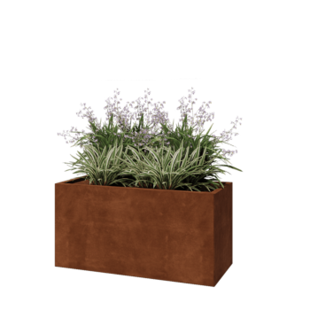 Jardinière en acier Corten - Rectangle - 120 x 50 x 60 cm - Sanc plaque de fond