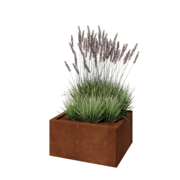 Jardinière en acier Corten - Rectangle - 60 x 50 x 30 cm - Sanc plaque de fond