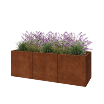 Jardinière XXL en acier Corten - Rectangle - 150 x 50 x 50 cm - Sanc plaque de fond