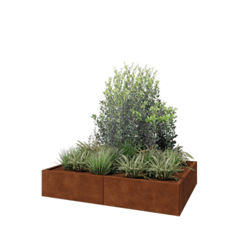 Jardinière XXL en acier Corten - Rectangle - 160 x 120 x 30 cm - Avec plaque de fond