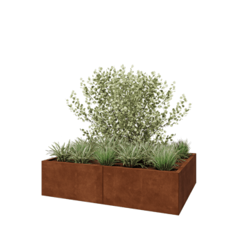 Jardinière XXL en acier Corten - Rectangle - 160 x 120 x 40 cm - Avec plaque de fond