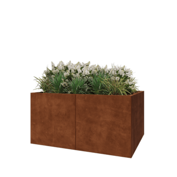 Jardinière XXL en acier Corten - Rectangle - 160 x 120 x 80 cm - Avec plaque de fond