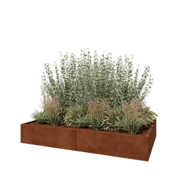 Jardinière XXL en acier Corten - Rectangle - 200 x 120 x 30 cm - Sanc plaque de fond