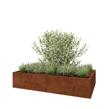 Jardinière XXL en acier Corten - Rectangle - 200 x 120 x 40 cm - Sanc plaque de fond