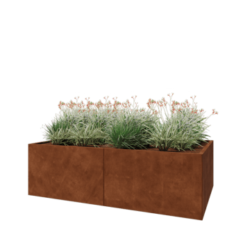Jardinière XXL en acier Corten - Rectangle - 200 x 120 x 60 cm - Sanc plaque de fond