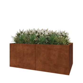 Jardinière XXL en acier Corten - Rectangle - 200 x 120 x 80 cm - Avec plaque de fond