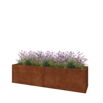 Jardinière XXL en acier Corten - Rectangle - 200 x 50 x 50 cm - Sanc plaque de fond