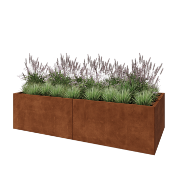 Jardinière XXL en acier Corten - Rectangle - 240 x 100 x 60 cm - Sanc plaque de fond