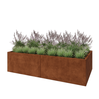 Jardinière XXL en acier Corten - Rectangle - 240 x 120 x 60 cm - Sanc plaque de fond