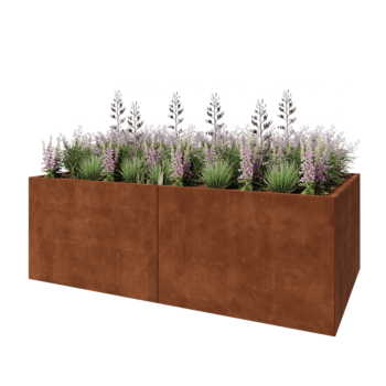 Jardinière XXL en acier Corten - Rectangle - 240 x 120 x 80 cm - Avec plaque de fond