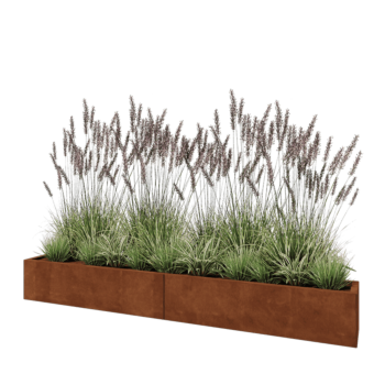 Jardinière XXL en acier Corten - Rectangle - 240 x 30 x 30 cm - Avec plaque de fond