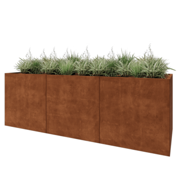 Jardinière XXL en acier Corten - Rectangle - 300 x 100 x 100 cm - Sanc plaque de fond