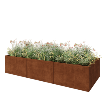 Jardinière XXL en acier Corten - Rectangle - 300 x 120 x 60 cm - Sanc plaque de fond