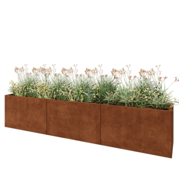 Jardinière XXL en acier Corten - Rectangle - 300 x 50 x 60 cm - Sanc plaque de fond