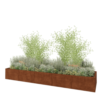Jardinière XXL en acier Corten - Rectangle - 500 x 120 x 60 cm - Sanc plaque de fond