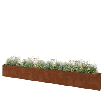 Jardinière XXL en acier Corten - Rectangle - 500 x 30 x 60 cm - Sanc plaque de fond