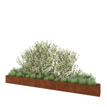 Jardinière XXL en acier Corten - Rectangle - 500 x 40 x 40 cm - Sanc plaque de fond