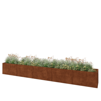 Jardinière XXL en acier Corten - Rectangle - 500 x 60 x 60 cm - Sanc plaque de fond