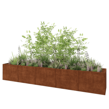 Jardinière XXL en acier Corten - Rectangle - 500 x 80 x 80 cm - Sanc plaque de fond
