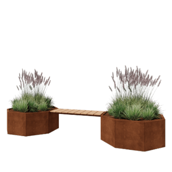 Jardinière en acier Corten avec banc Vegas Chicago