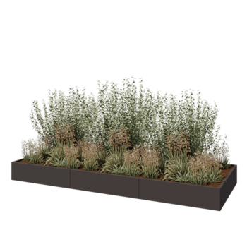 Jardinière XXL en acier - Rectangle - 360 x 120 x 30 cm - RAL7016 mat (gris anthracite) - Avec plaque de fond