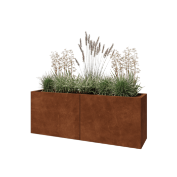 Jardinière XXL en acier Corten - Rectangle - 160 x 40 x 60 cm - Avec plaque de fond