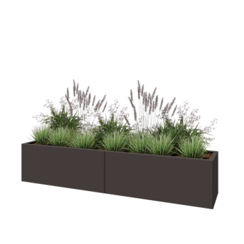 Jardinière XXL en acier - Rectangle - 200 x 40 x 40 cm - RAL7016 mat (gris anthracite) - Sanc plaque de fond