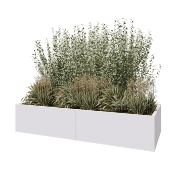 Jardinière XXL en acier - Rectangle - 200 x 80 x 40 cm - RAL9010 mat (blanc) - Sanc plaque de fond