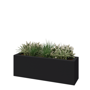 Jardinière en polyester - Rectangle - 120 x 30 x 40 cm - RAL7021 mat (gris noir) - Avec fond