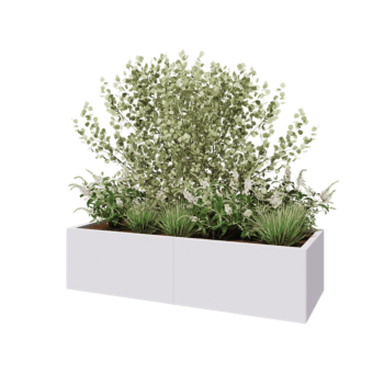 Jardinière XXL en acier - Rectangle - 160 x 60 x 40 cm - RAL9010 mat (blanc) - Avec plaque de fond