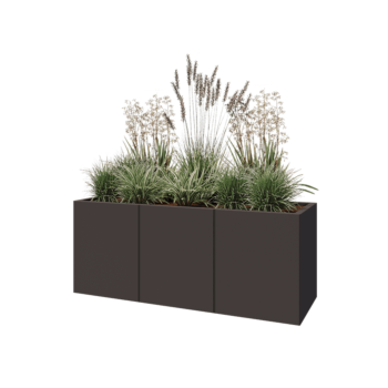 Jardinière XXL en acier - Rectangle - 150 x 50 x 60 cm - RAL7016 mat (gris anthracite) - Sanc plaque de fond