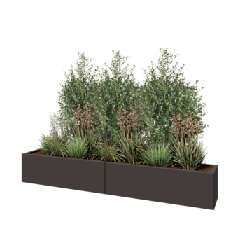 Jardinière XXL en acier - Rectangle - 200 x 30 x 30 cm - RAL7016 mat (gris anthracite) - Avec plaque de fond