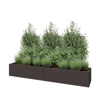 Jardinière XXL en acier - Rectangle - 200 x 40 x 30 cm - RAL7016 mat (gris anthracite) - Sanc plaque de fond