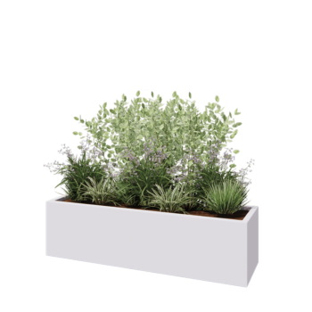 Jardinière en polyester - Rectangle - 150 x 40 x 40 cm - RAL9010 mat (blanc) - Avec fond