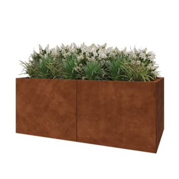 Jardinière XXL en acier Corten - Rectangle - 200 x 100 x 80 cm - Sanc plaque de fond