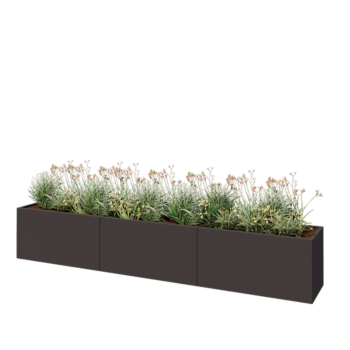 Jardinière XXL en acier - Rectangle - 360 x 50 x 60 cm - RAL7016 mat (gris anthracite) - Avec plaque de fond
