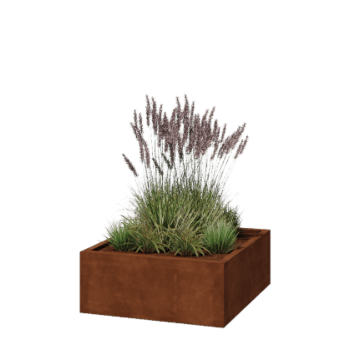 Jardinière en acier Corten - Carré - 100 x 100 x 40 cm - Soudé - Sanc plaque de fond