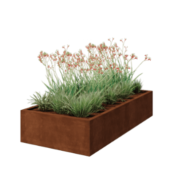 Bac à plantes soudée en acier corten Montana 200 x 100 x 40 cm