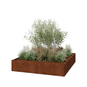 Bac à plantes soudée en acier corten Montana 200 x 200 x 40 cm