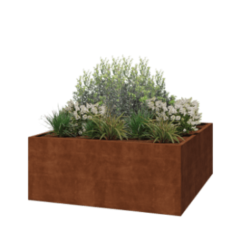 Bac à plantes soudée en acier corten Montana 200 x 200 x 80 cm