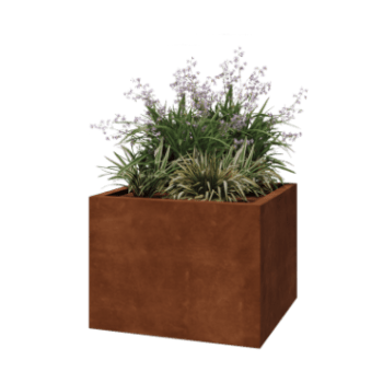 Jardinière en acier Corten - Carré - 80 x 80 x 60 cm - Soudé - Avec plaque de fond