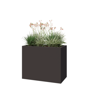 Jardinière en acier - Rectangle - 100 x 50 x 80 cm - RAL7016 mat (gris anthracite) - Avec plaque de fond