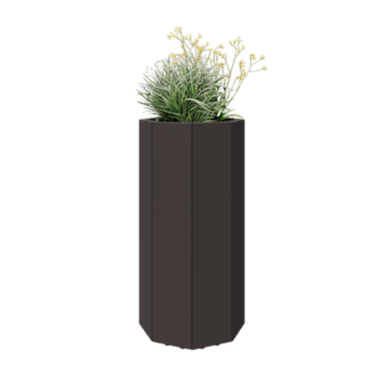 Jardinière en acier - Octogone - 48,3 x 48,3 x 100 cm - RAL7016 mat (gris anthracite) - Avec plaque de fond - Avec pieds