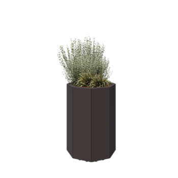 Jardinière en acier - Octogone - 48,3 x 48,3 x 70 cm - RAL7016 mat (gris anthracite) - Avec plaque de fond - Avec pieds