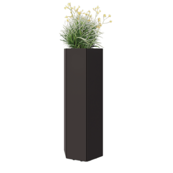 Jardinière en acier - Hexagone - 39,3 x 34,6 x 100 cm - RAL7016 mat (gris anthracite) - Avec plaque de fond - Avec pieds