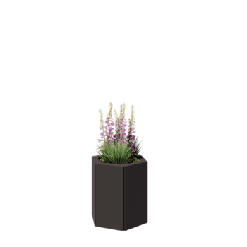 Jardinière en acier - Hexagone - 39,3 x 34,6 x 40 cm - RAL7016 mat (gris anthracite) - Sanc plaque de fond